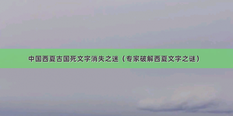 中国西夏古国死文字消失之迷（专家破解西夏文字之谜）