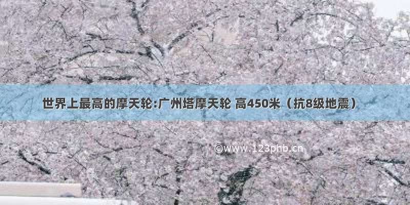 世界上最高的摩天轮:广州塔摩天轮 高450米（抗8级地震）