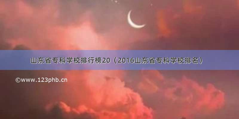 山东省专科学校排行榜20（2016山东省专科学校排名）