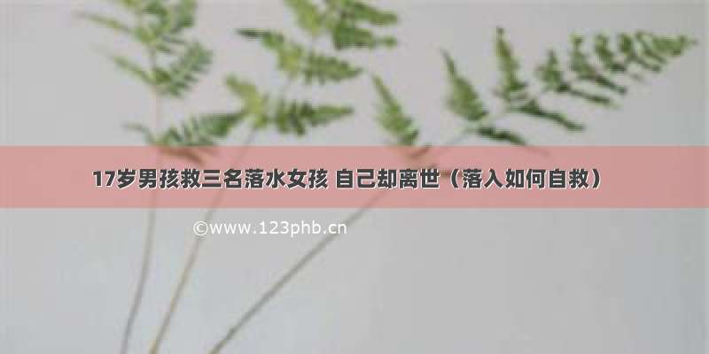 17岁男孩救三名落水女孩 自己却离世（落入如何自救）