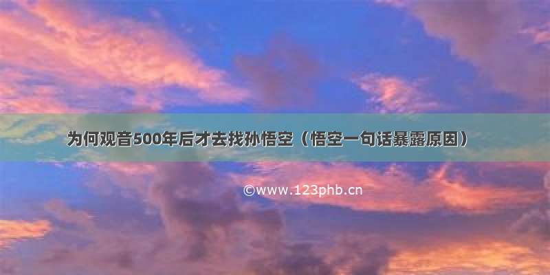 为何观音500年后才去找孙悟空（悟空一句话暴露原因）