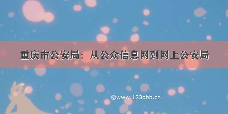 重庆市公安局：从公众信息网到网上公安局