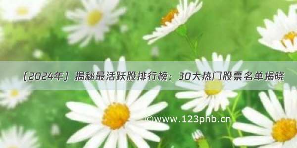 （2024年）揭秘最活跃股排行榜：30大热门股票名单揭晓