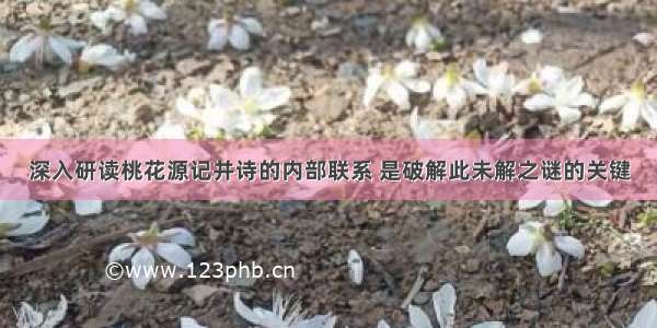 深入研读桃花源记并诗的内部联系 是破解此未解之谜的关键