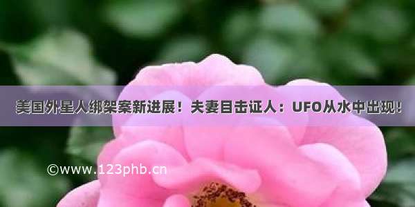 美国外星人绑架案新进展！夫妻目击证人：UFO从水中出现！