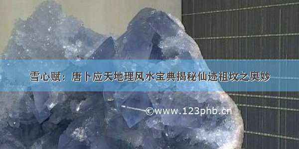 雪心赋：唐卜应天地理风水宝典揭秘仙迹祖坟之奥妙