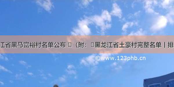 黑龙江省黑马富裕村名单公布 ​（附：​黑龙江省土豪村完整名单丨排行榜）